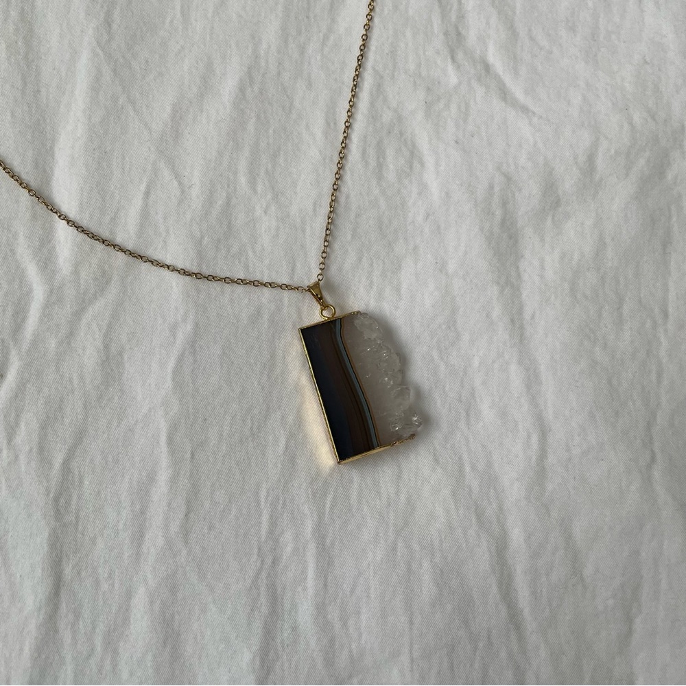 Gold Plated Agate Slice Necklace